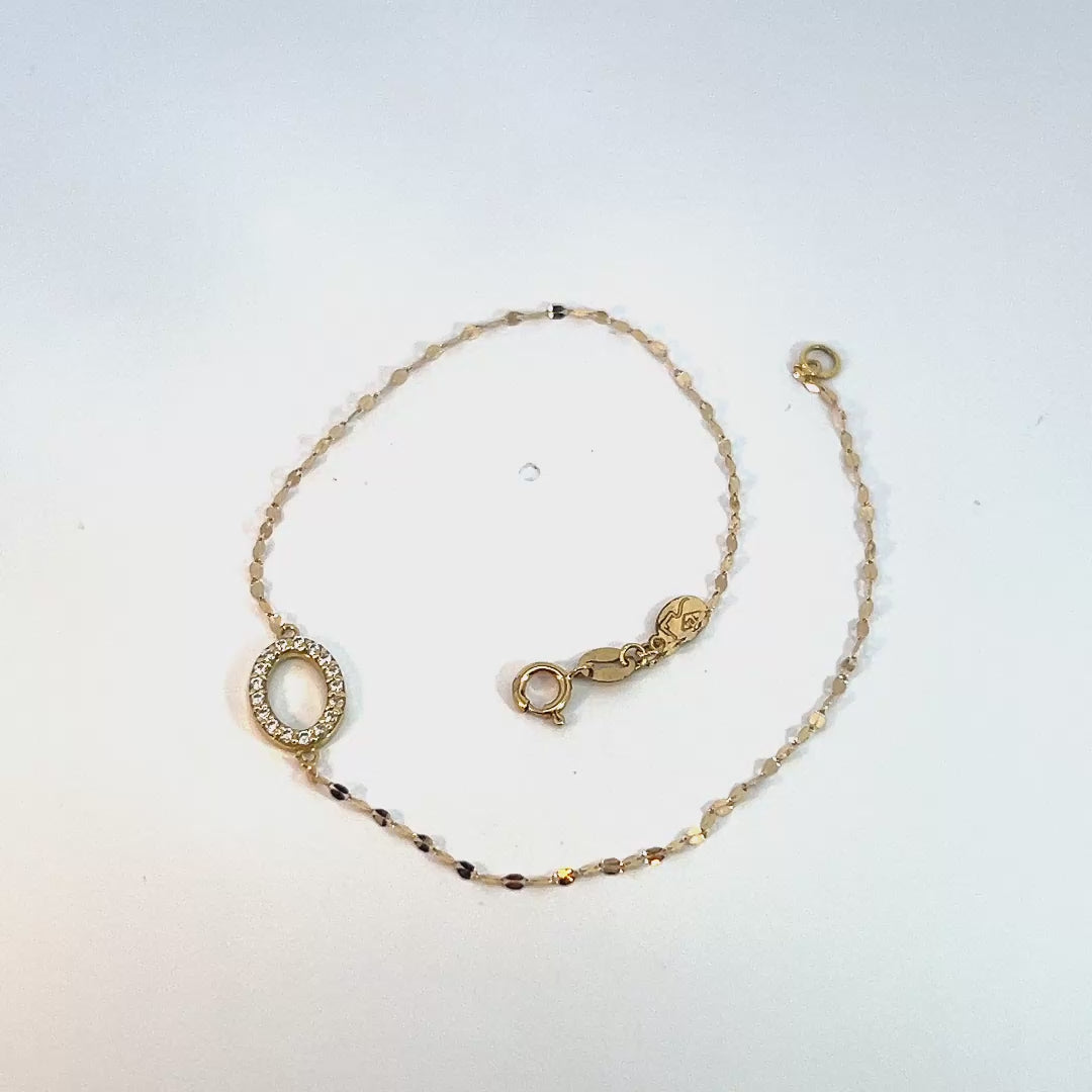 18 ct Gold Bracelet with Cubic Zirconia, 0.49g, 18 cm – Elegant Lightweight Women’s Jewelry