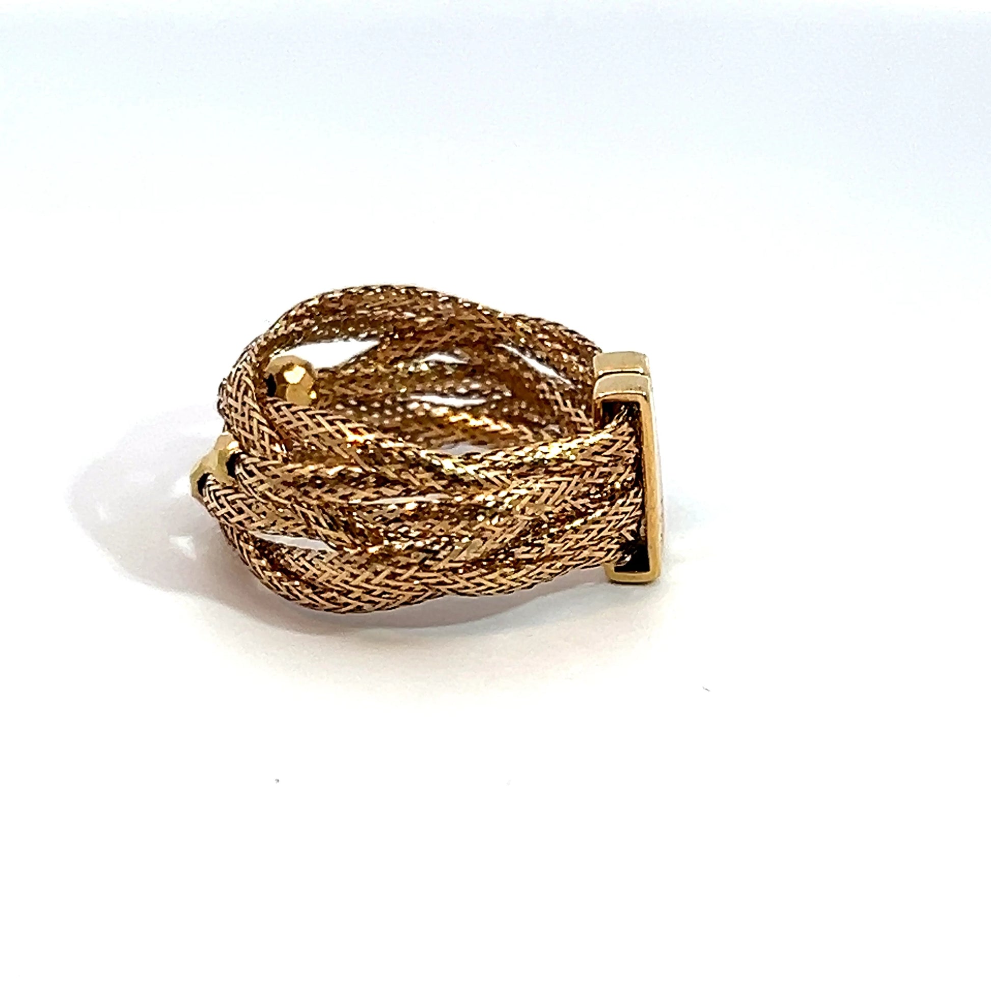 18K Gold Woven Adjustable Ring, 2.38g