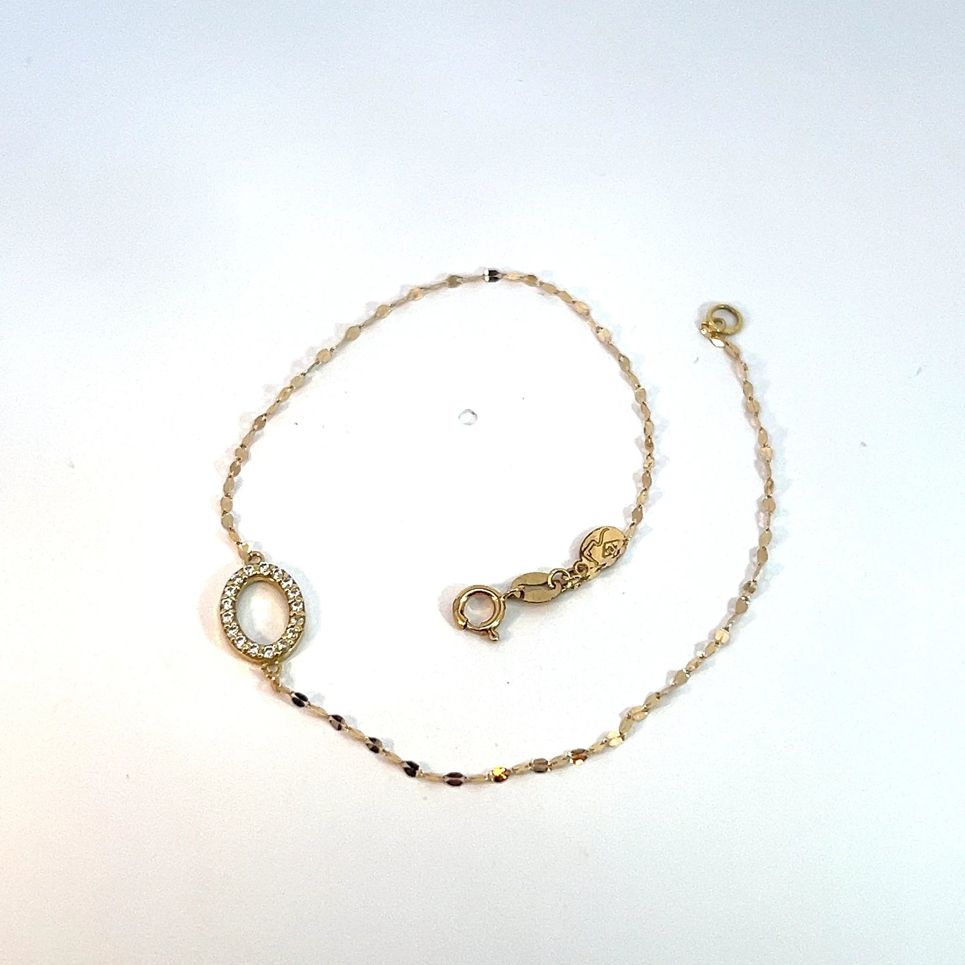 18 ct Gold Bracelet with Cubic Zirconia, 0.49g, 18 cm – Elegant Lightweight Women’s Jewelry