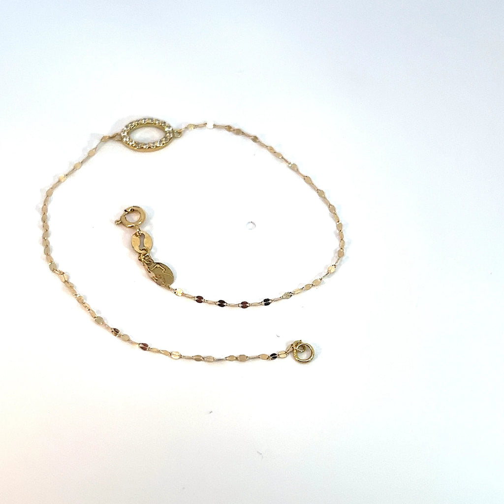18 ct Gold Bracelet with Cubic Zirconia, 0.49g, 18 cm – Elegant Lightweight Women’s Jewelry