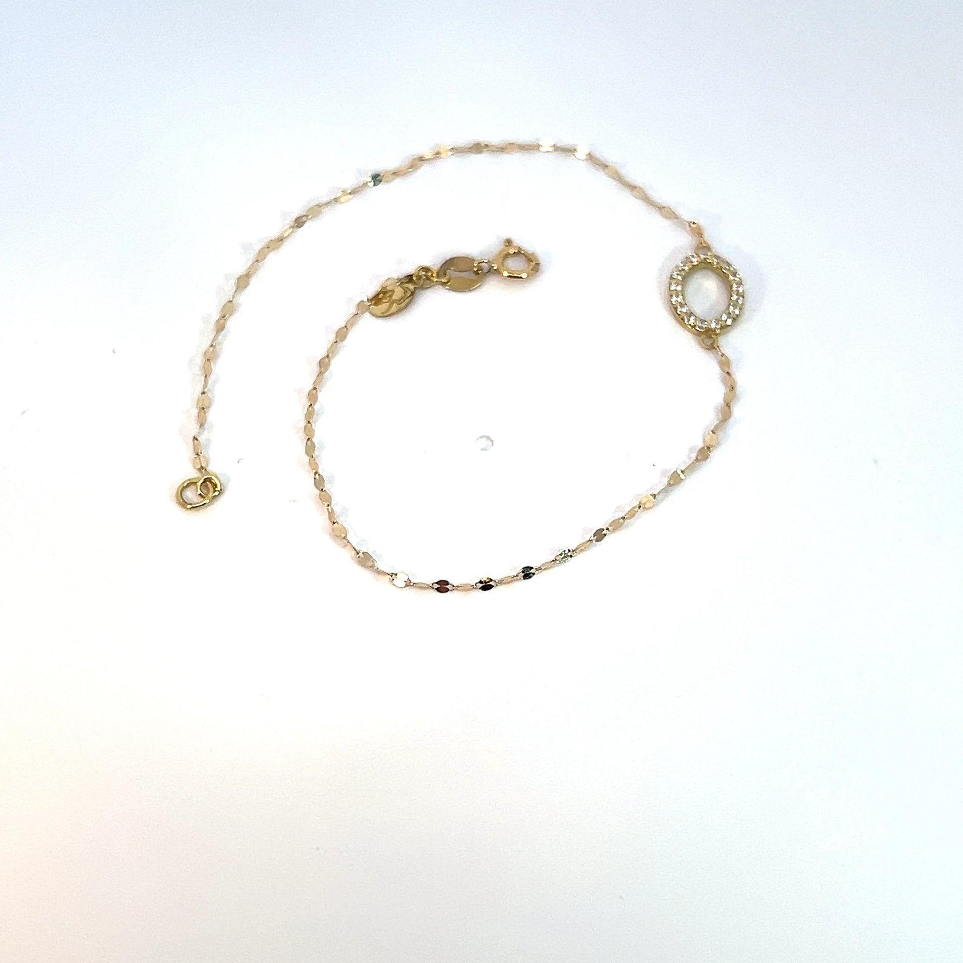18 ct Gold Bracelet with Cubic Zirconia, 0.49g, 18 cm – Elegant Lightweight Women’s Jewelry