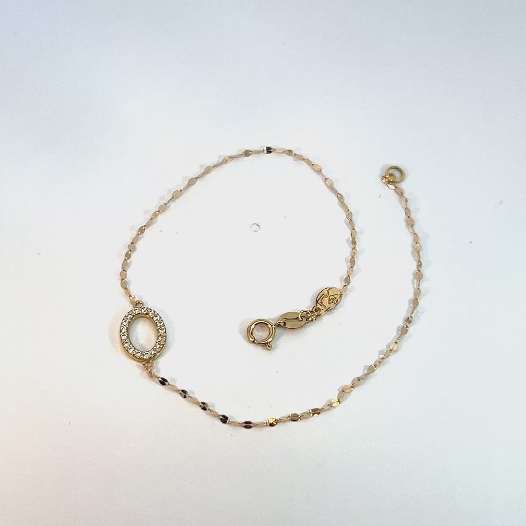 18 ct Gold Bracelet with Cubic Zirconia, 0.49g, 18 cm – Elegant Lightweight Women’s Jewelry