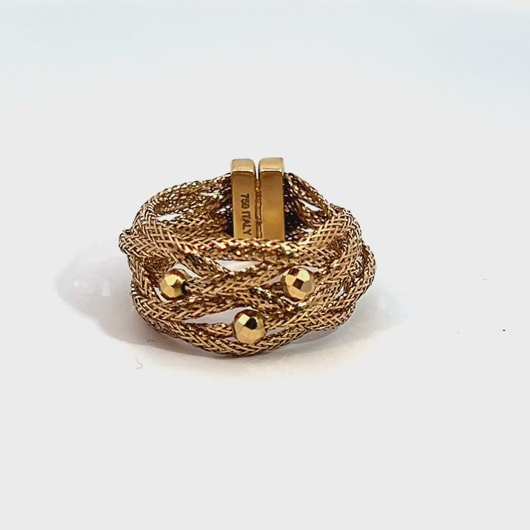 18K Gold Woven Adjustable Ring, 2.38g